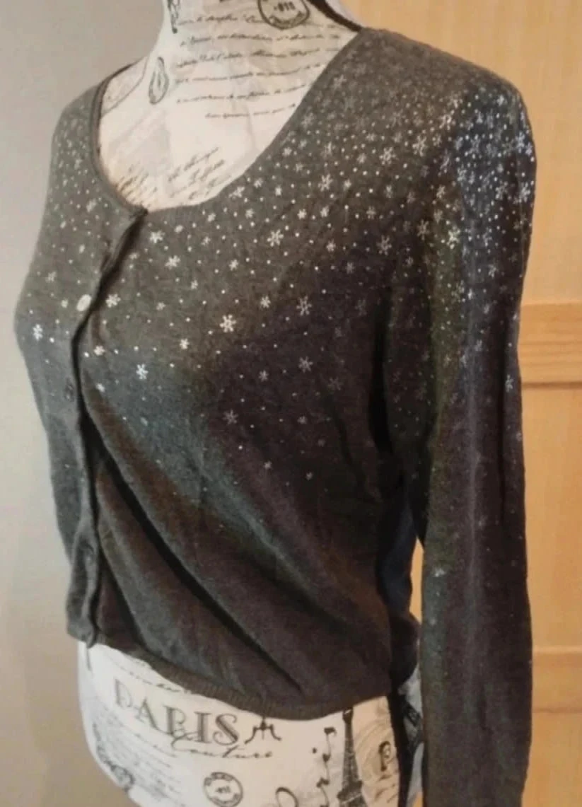 Cardigan gris estrellado, Diplodocus, Algodón/cachemir, T38 – photo 4